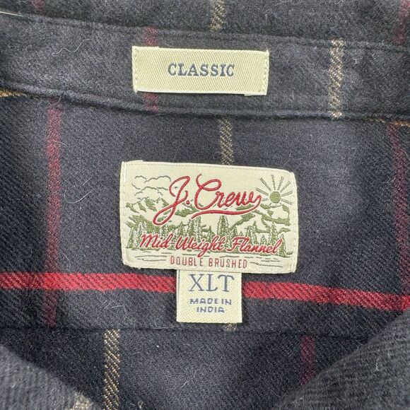 J Crew Shirt Mens XLT Blue Plaid Flannel Classic Midweight Double Brushed Casual - Picture 4 of 9
